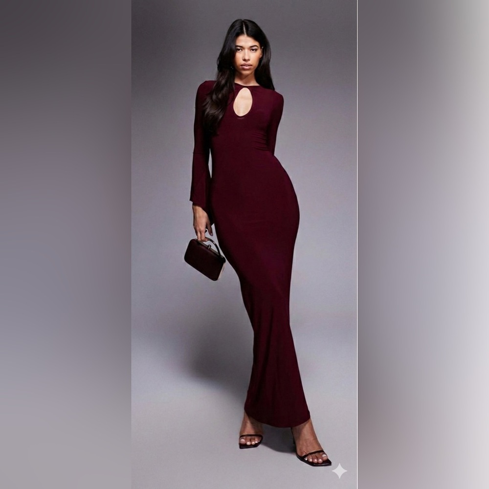 ASOS Deep Burgundy Long Sleeve Dress